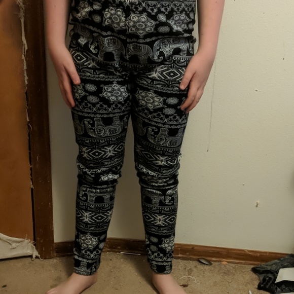 Black and White fleece elephant pants - Picture 1 of 5